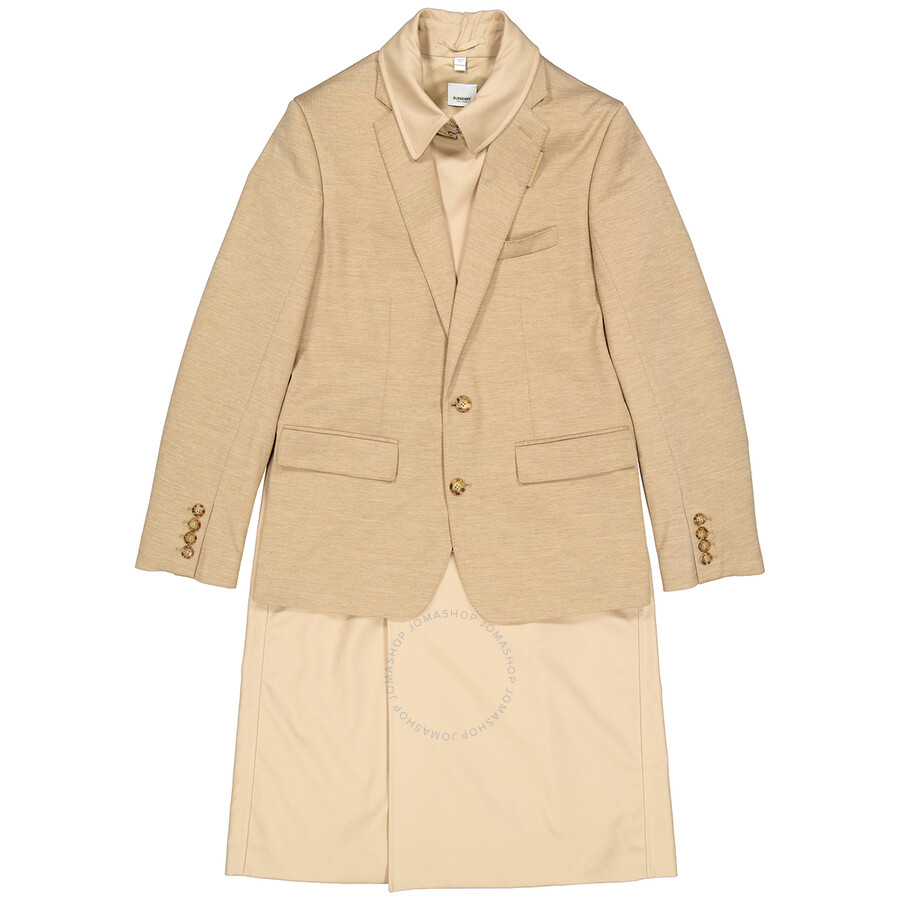 Burberry Men's Blazer Detail Cotton Twill Reconstructed Trench Coat In Soft Fawn In Soft Fawn