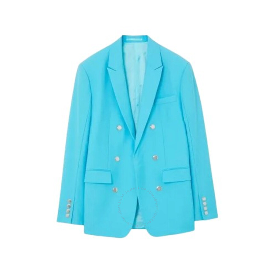 Burberry Men's Bright Opal Blue Wool Tailored Jacket In Blue