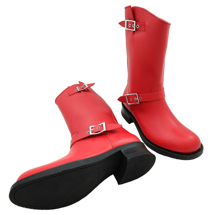 Men's Bright Red Grover Leather Motorcycle Boots – On Sale