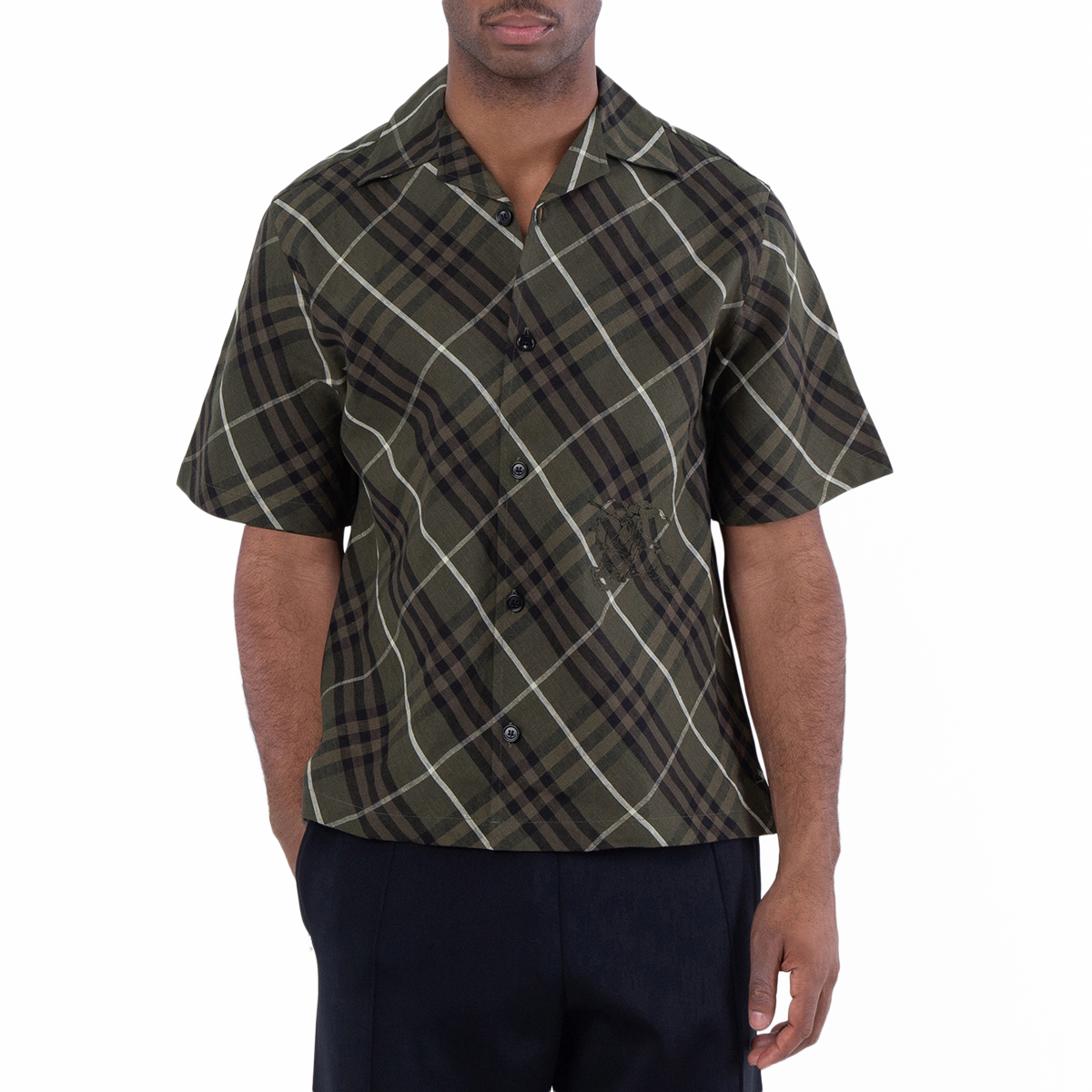 Burberry Men's Check Linen Shirt, Size Large 8090291 - Clothing
