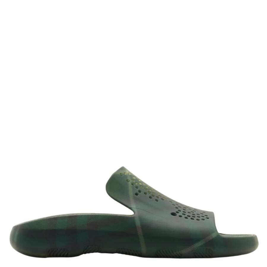Burberry Men's Check Rubber Stingray Slides In Green