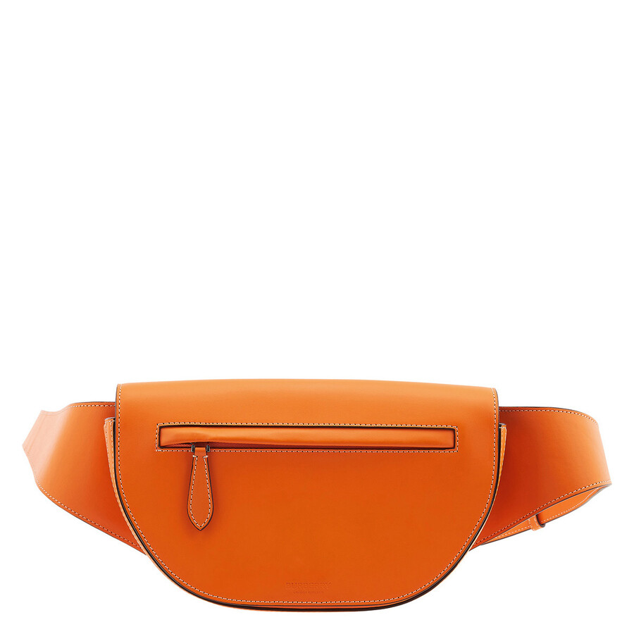 Burberry Men's Deep Orange Small Topstitched Leather Olympia Bum