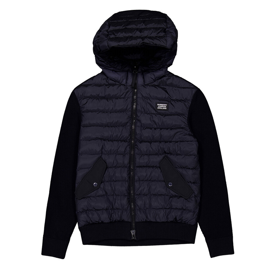 Burberry Men's Down-Detail Functional Knit Hooded Jacket, Size