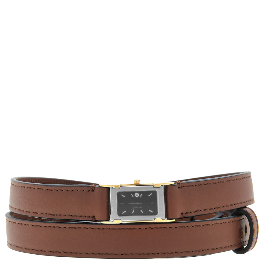 Men's Faux Watch Detail Embossed Leather Belt