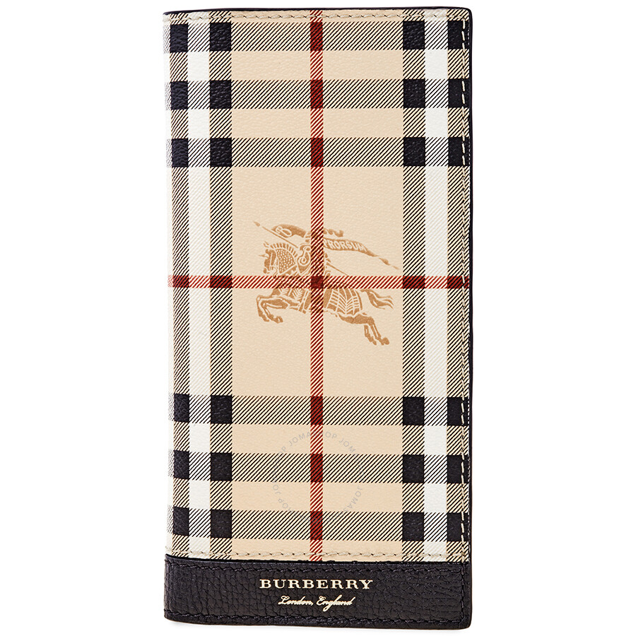 Burberry Men's Haymarket Black Long Wallet Handbags