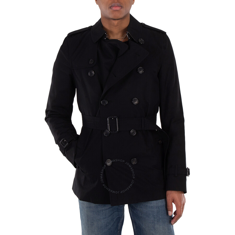 Burberry Men's Heritage Black Kensinton Short Trench, Brand