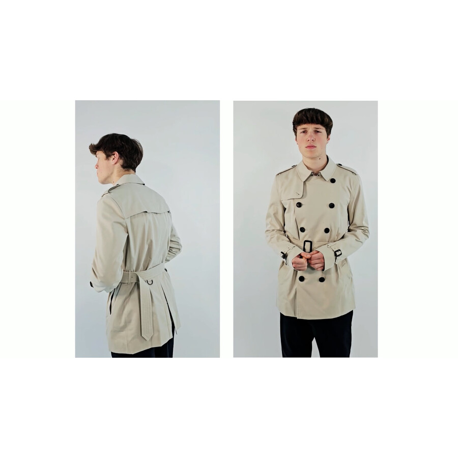 Burberry Men's Heritage Stone Kensinton Short Trench, Brand Size