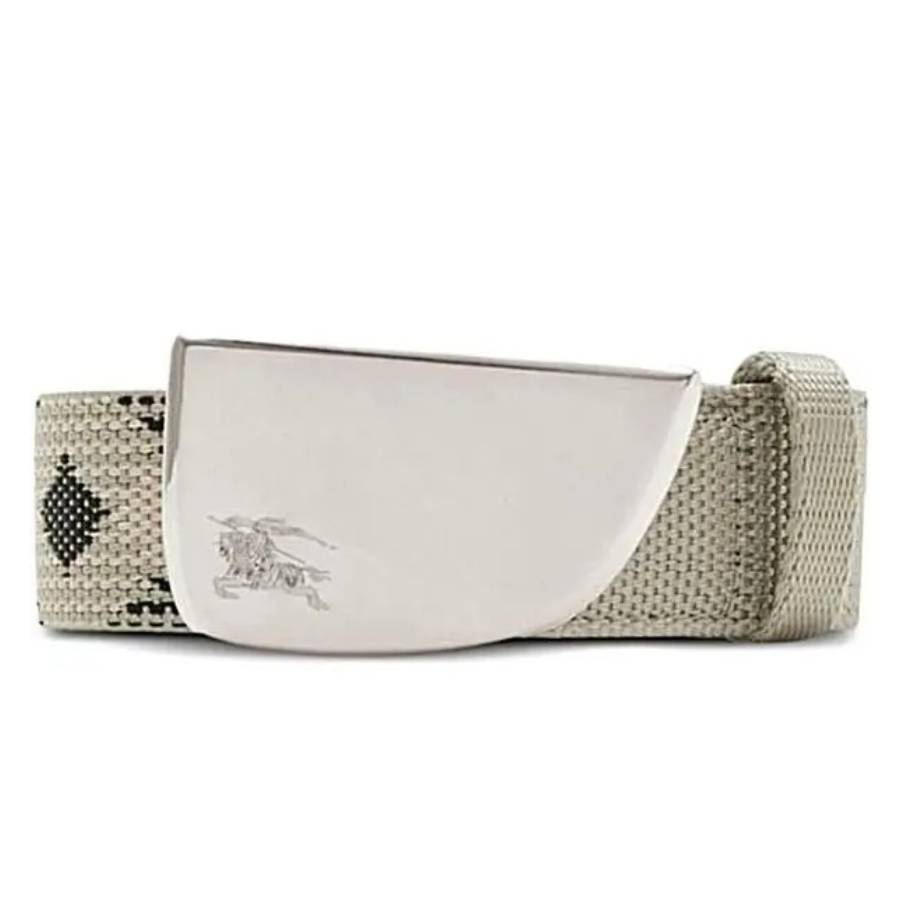 Burberry Men's Lichen Check Webbing Shield Belt, Size 95 8087711