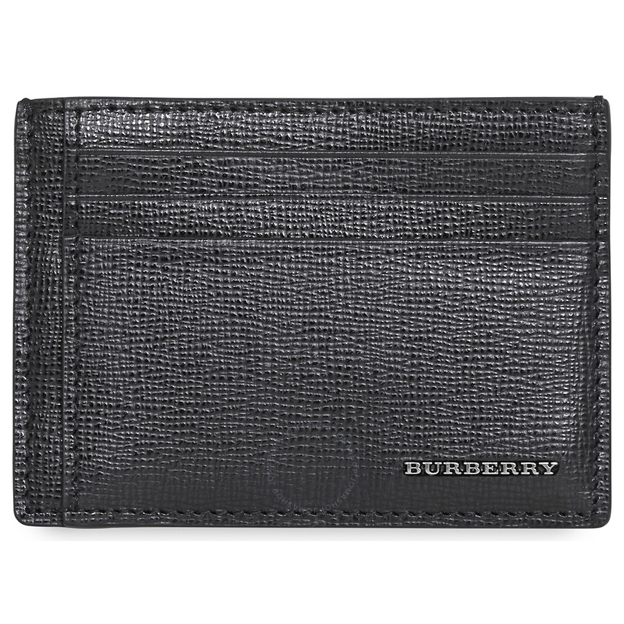Burberry Men's London Leather Wallet W/ Money Clip Black Handbags
