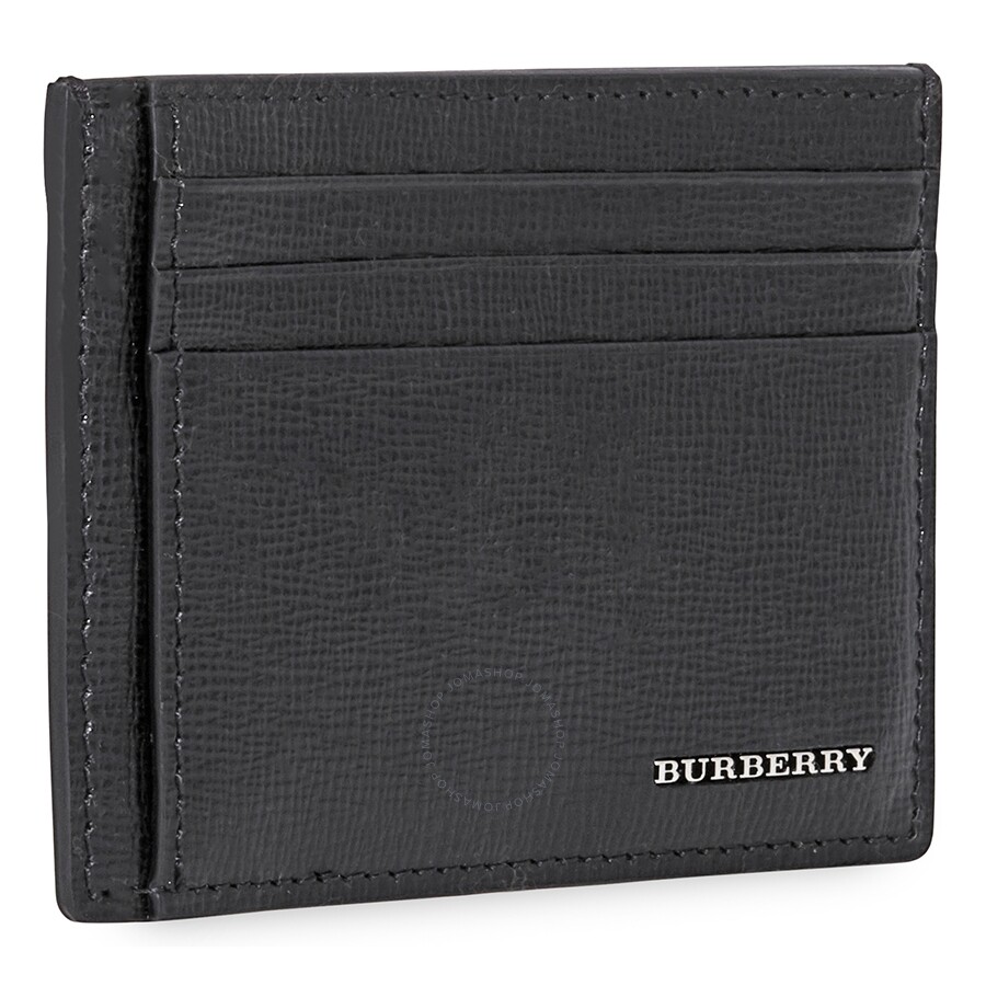 Burberry Men's London Leather Wallet W/ Money Clip Black Handbags