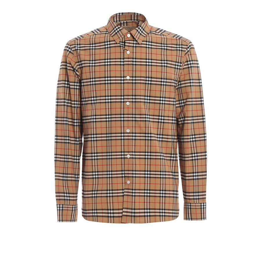 Burberry Men's Long Sleeve Check Cotton Shirt, Brand Size Medium