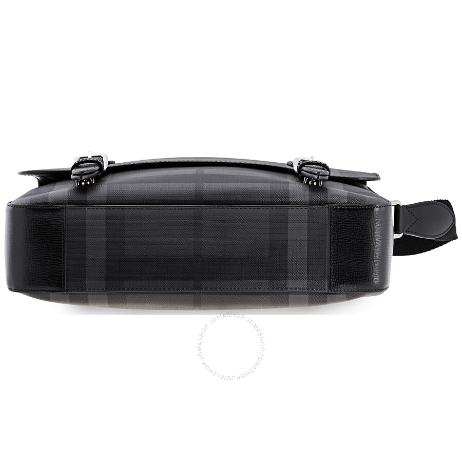 Burberry Men's Medium Leather Trim London Check Messenger Bag