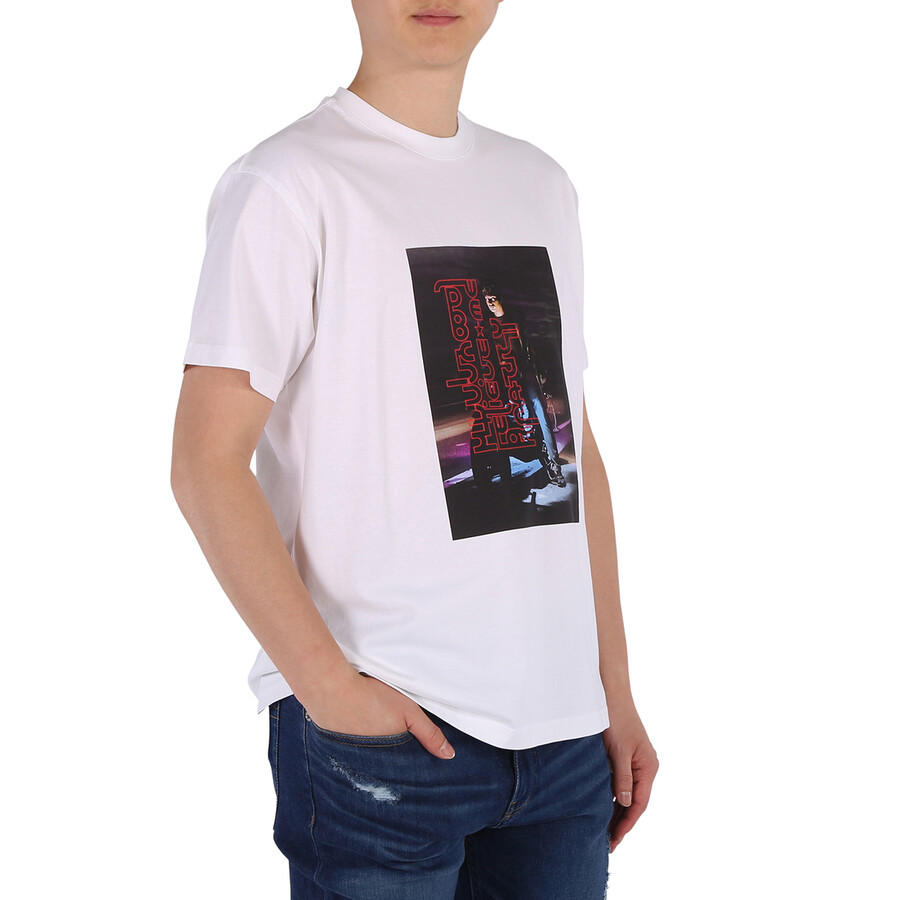 Shop Burberry Men's Optic White Photo Print Cotton T-shirt