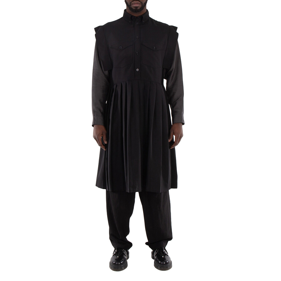Men's Pleated Mohair & Wool Kilt Shirt Dress