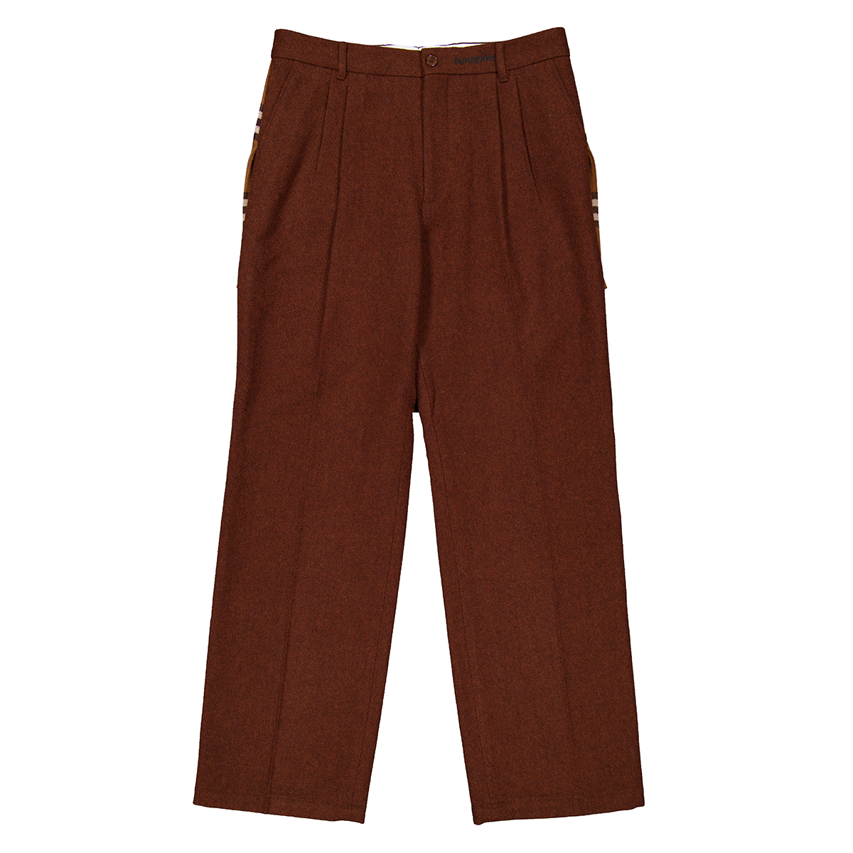 Burberry Men's Rust Melange Wool Check Panel Trousers, Brand Size 50 ...