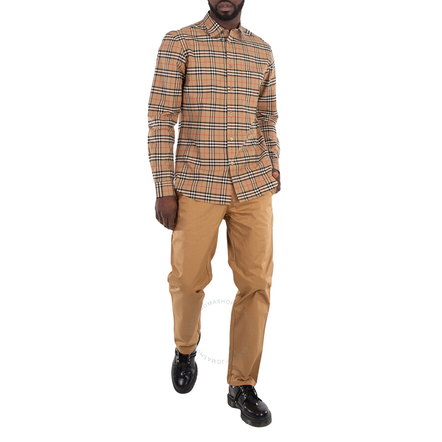 Burberry Simson Vintage Check-pattern Cotton Shirt In Beige
