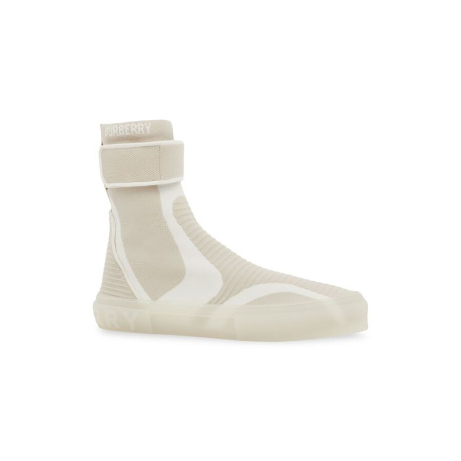 Burberry Men's Vanilla Beige Knitted Sub High-top Sock Sneakers In Beige