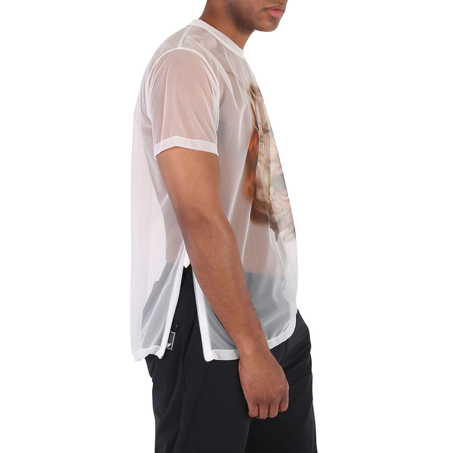 Burberry White Sea Maiden Print Sheer Jersey Short Sleeve T-shirt In White