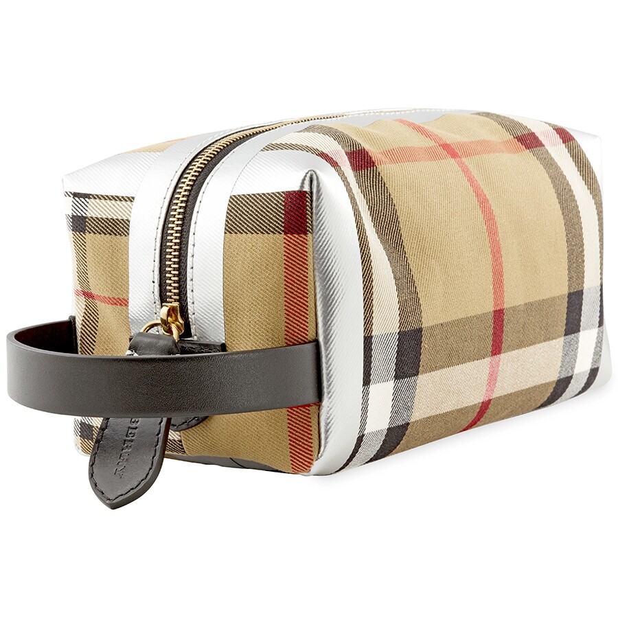 Burberry Metallic Detail Vintage Check Pouch in Black/Silver Burberry