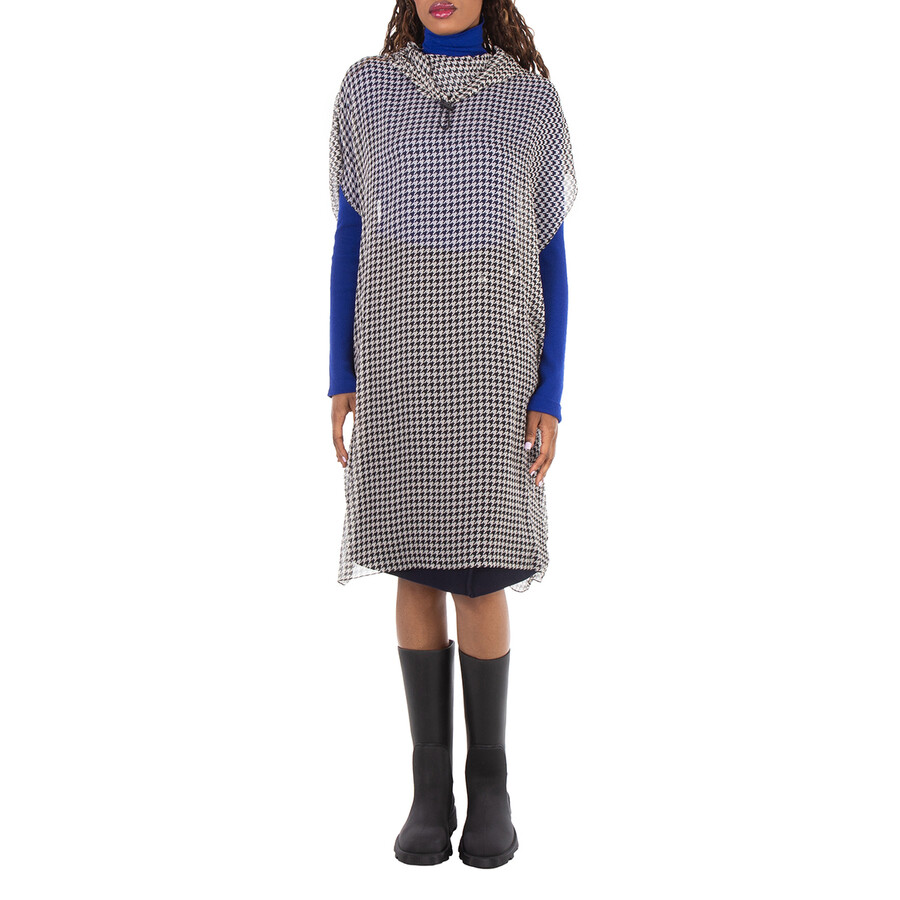 Monochrome Houndstooth Hooded Dress