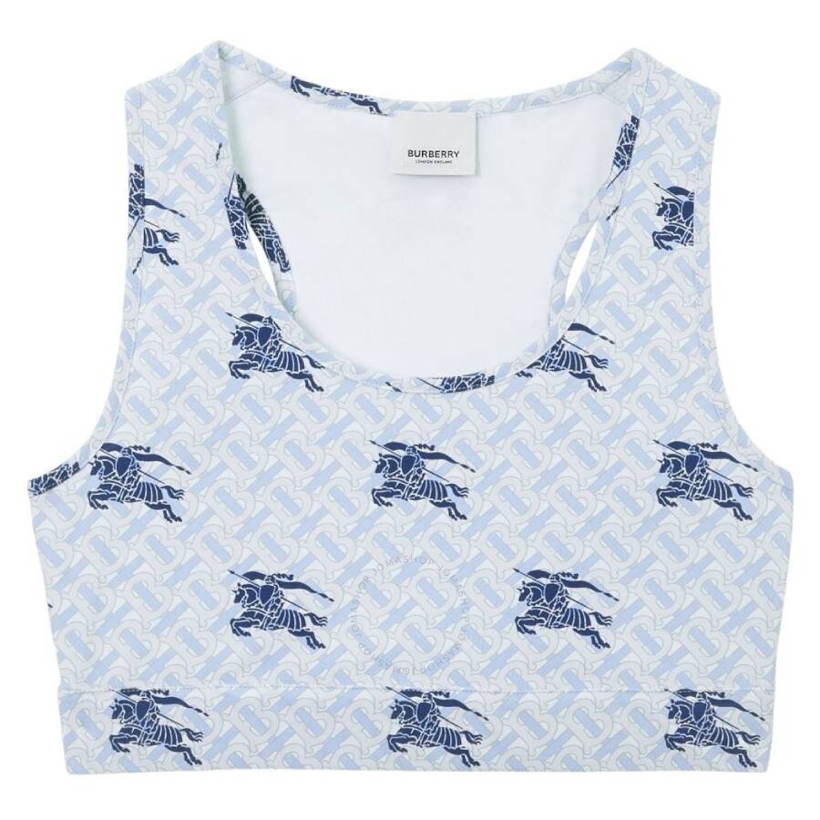 Burberry Ekd Monogram Stretch Nylon Cropped Top In Blue