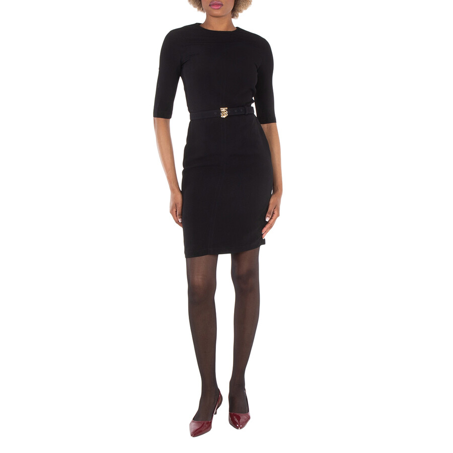 Monogram Motif Betled Crewneck Dress