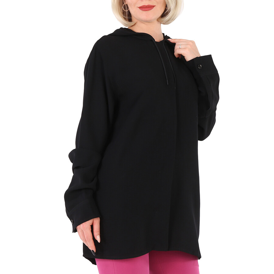 Burberry Monogram Motif Viscose Oversized Hooded Top In Black