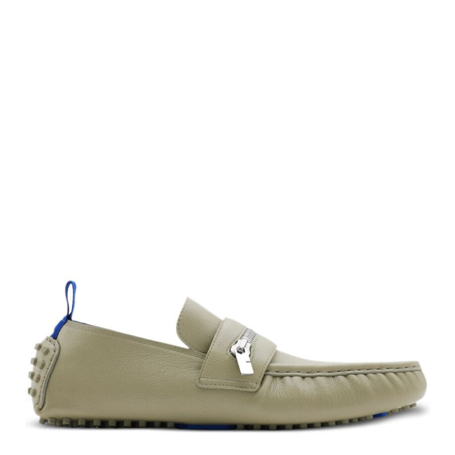 Burberry Motor Zip-Detail Leather Loafers, Brand Size 44.5
