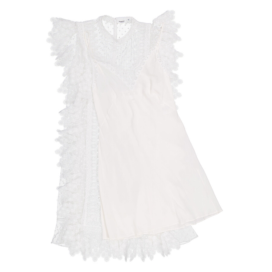 Nahla White Polka-dot And Scalloped Lace Tulle Dress
