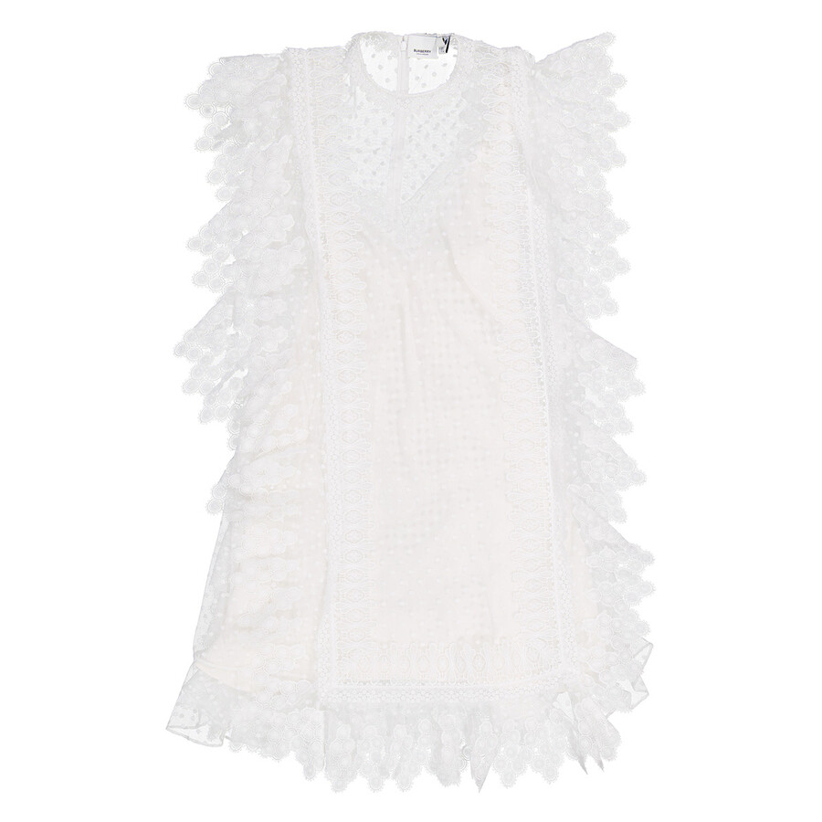 Nahla White Polka-dot And Scalloped Lace Tulle Dress