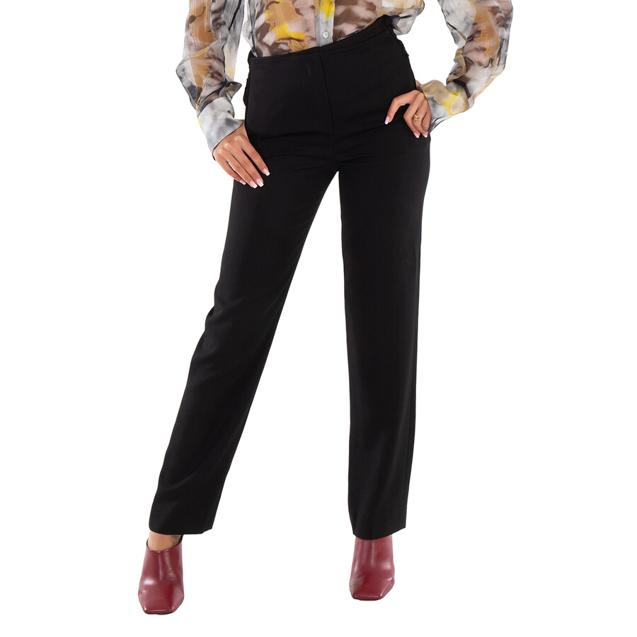 Natasha Ruched-Waist Wool Tailored Trousers