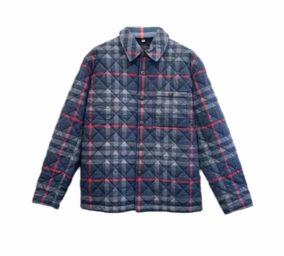 Burberry Navy Blue Check-Collar Cotton Jacket, Size XX-Large