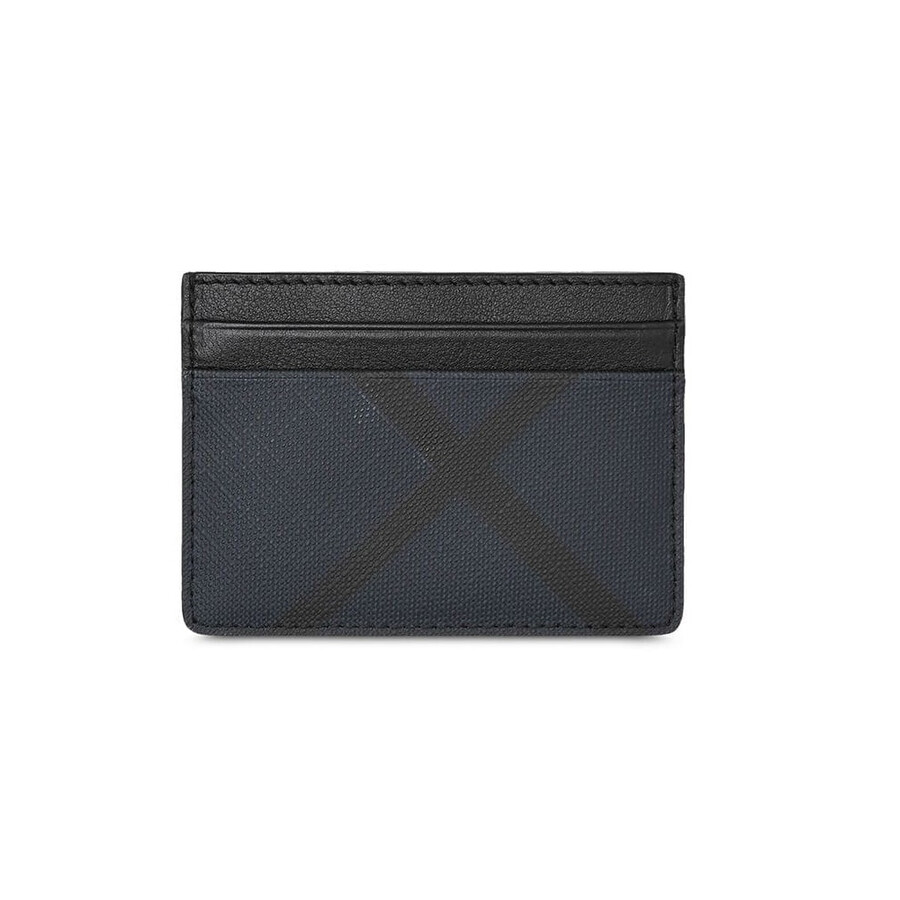 london check and leather card case