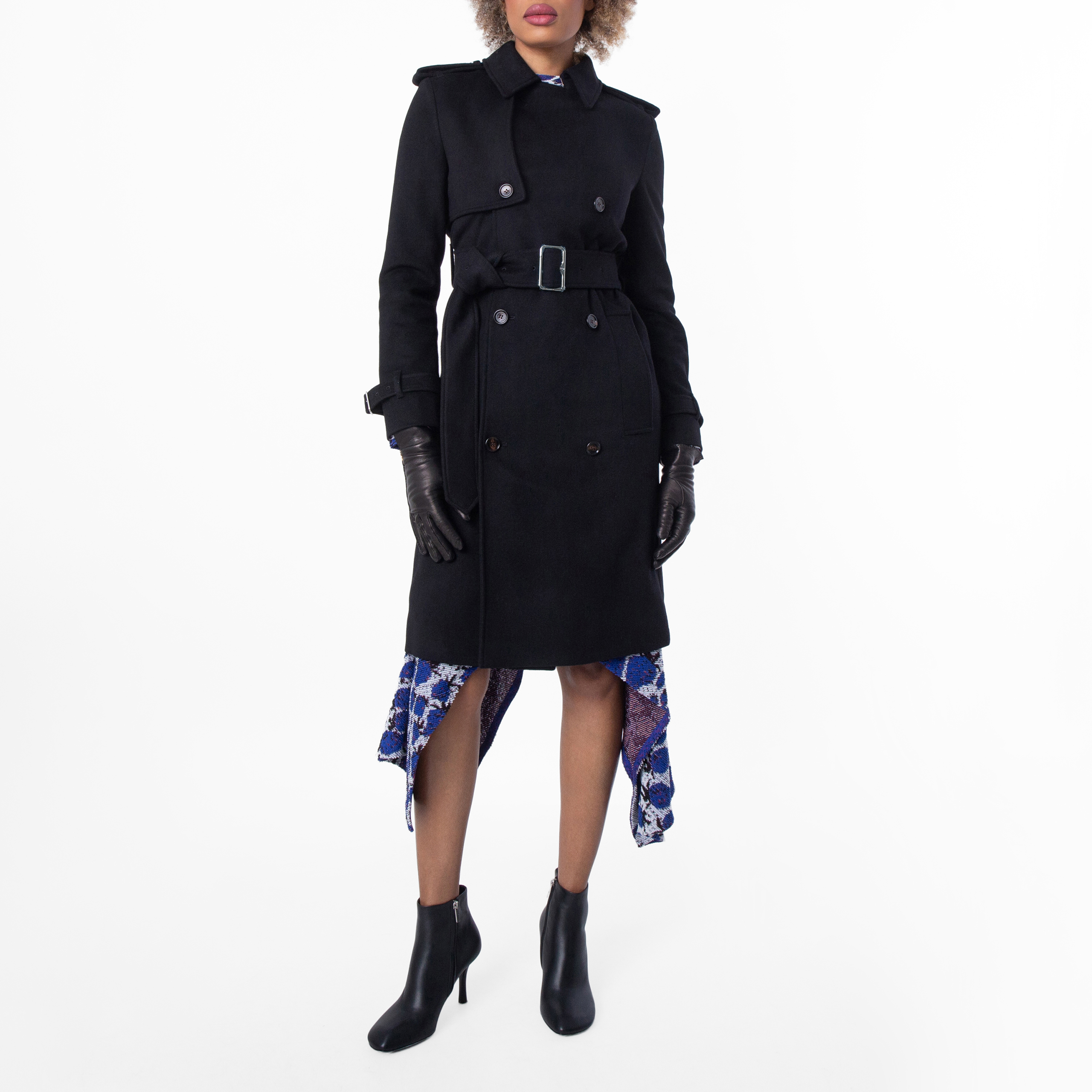 Burberry Notched-Lapel Belted Cashmere Trench Coat, Brand Size 8