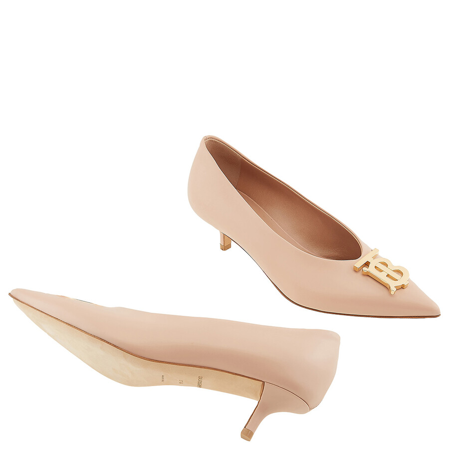 Burberry Nude Madelina 40 Tb Monogram Pumps In Beige