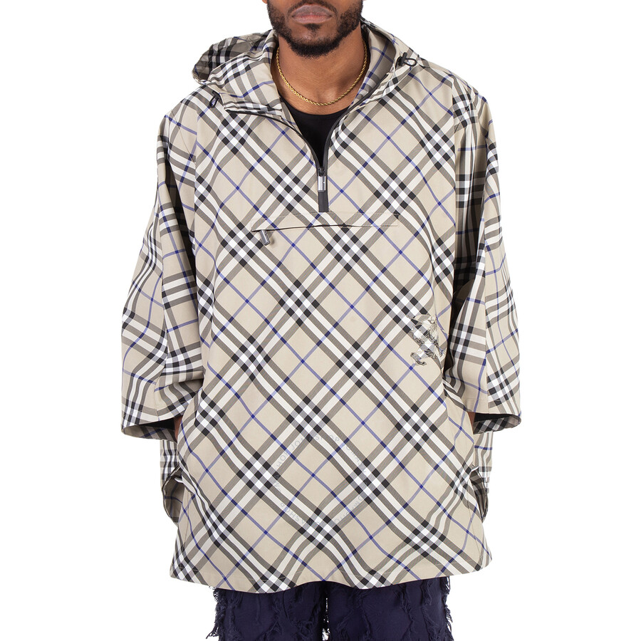 【関税&送料込】Burberry Poncho With All-Over Check Patter Burberry Nylon Check Poncho, Size XS/S 8095708 - Clothing