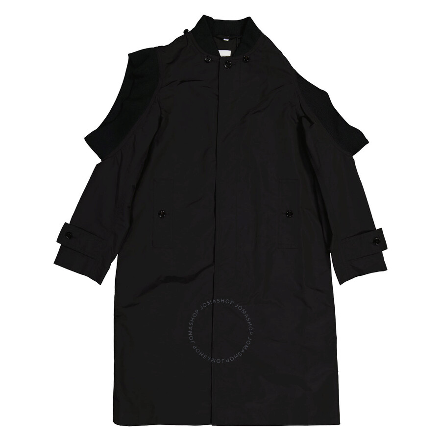 Shop Burberry Nylon Deconstructed Single Breasted Coat In Black