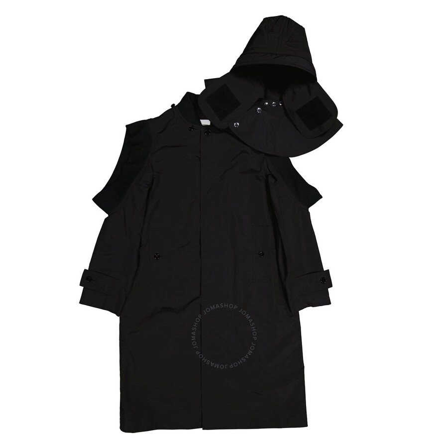 Burberry Nylon Deconstructed Single Breasted Coat In Black