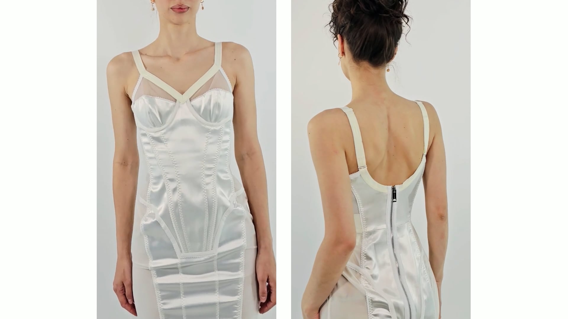 Burberry Optic White Tricot-Mesh Evening Corset Bustier Dress