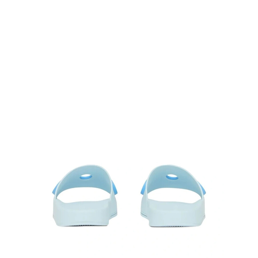 BURBERRY BURBERRY PALE BLUE FURLEY LOGO-EMBELLISHED SLIDE SANDALS