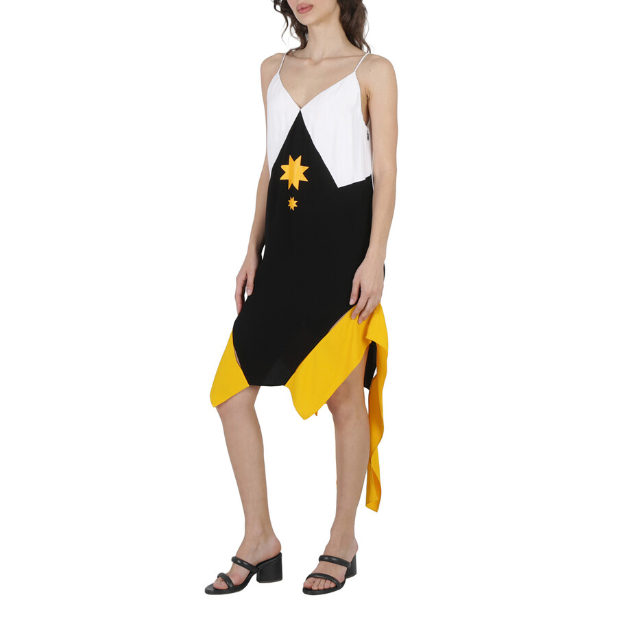 Burberry Panel-detail Geometric Slip Dress In Black