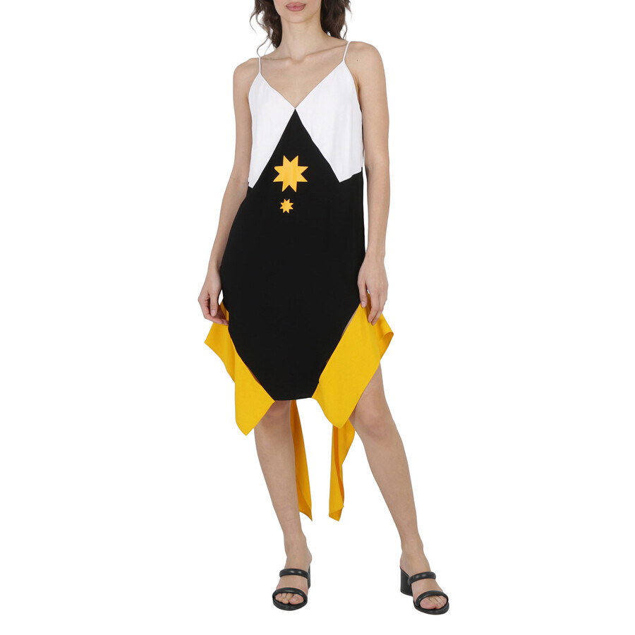 Panel-Detail Geometric Slip Dress