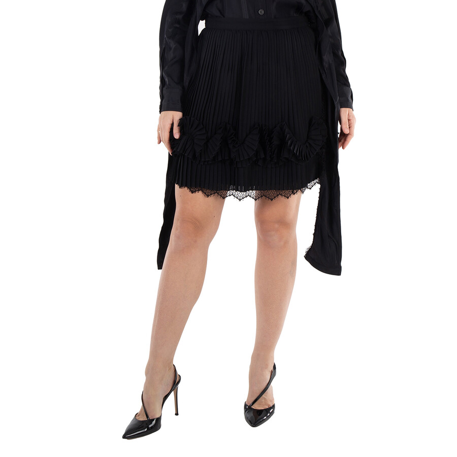 Pleated Lace-Trim Skirt
