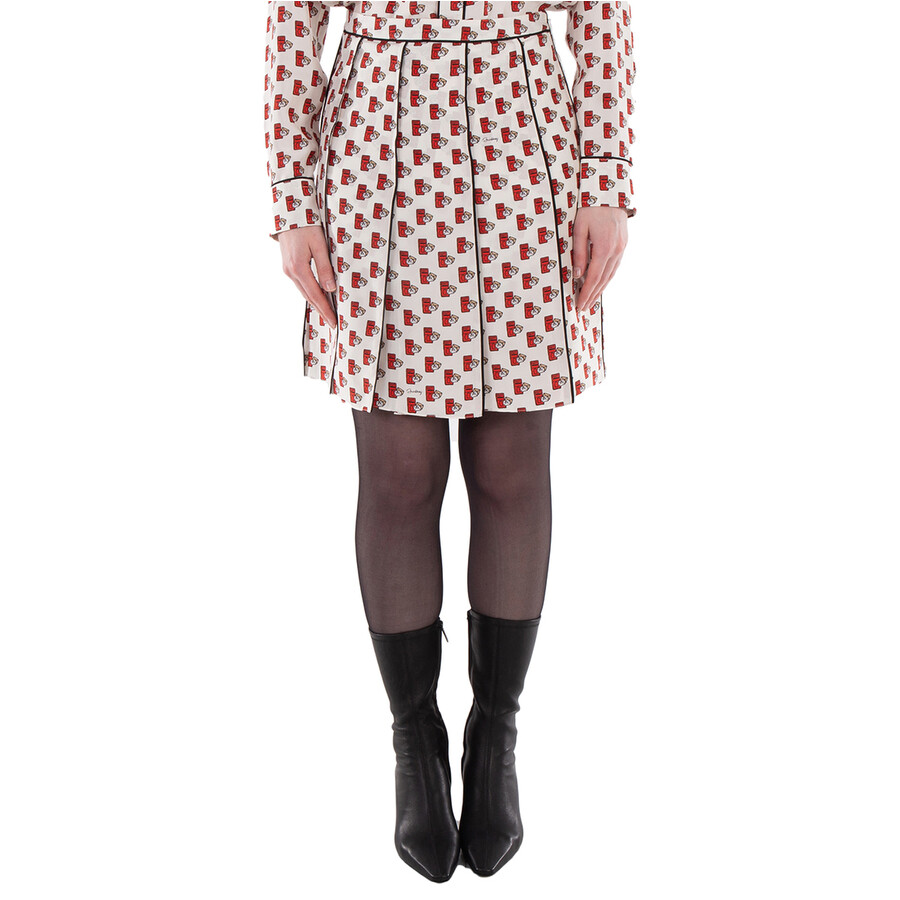Postbox Pleated Silk Skirt