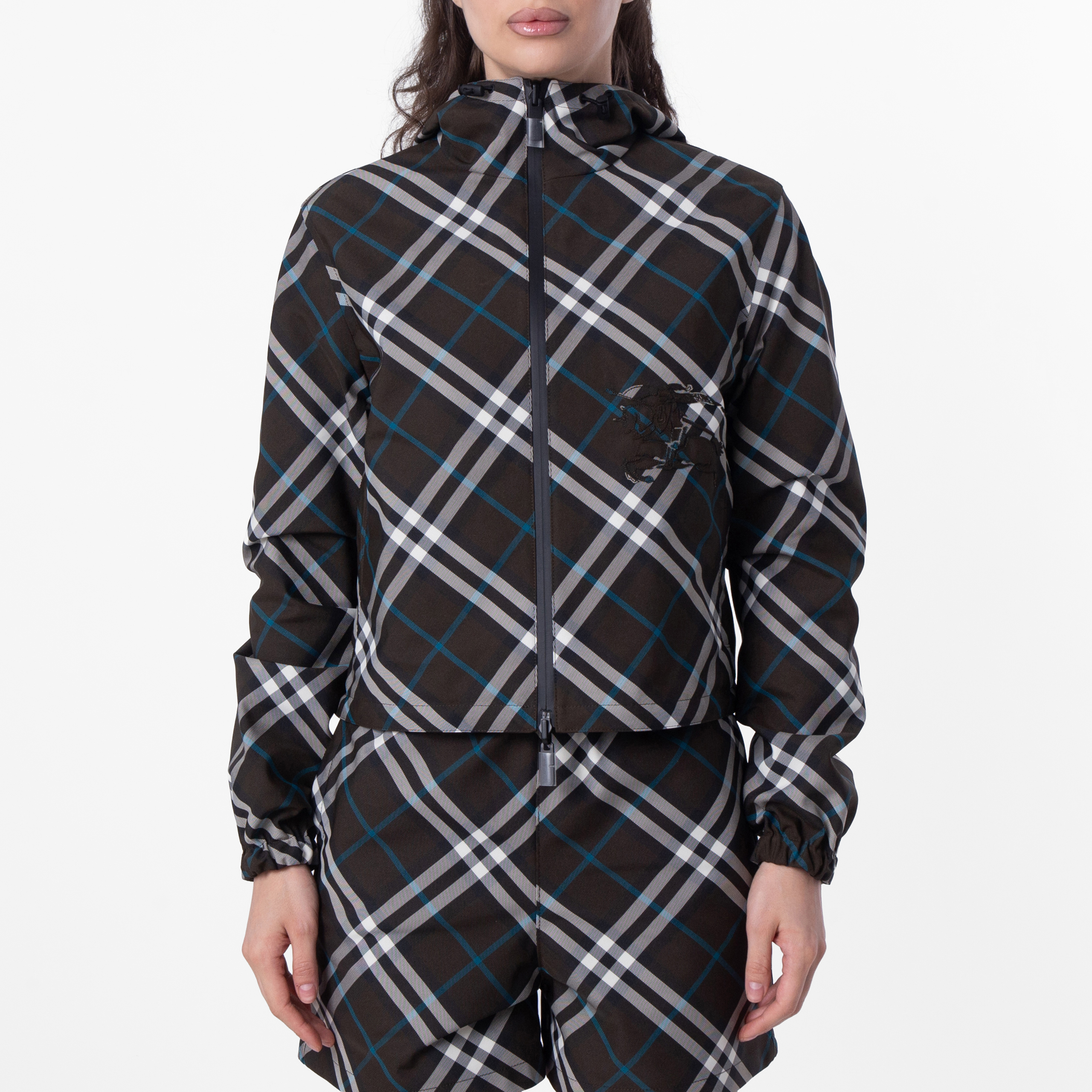 Burberry Reversible Cropped Check Jacket, Size X-Small 8105825