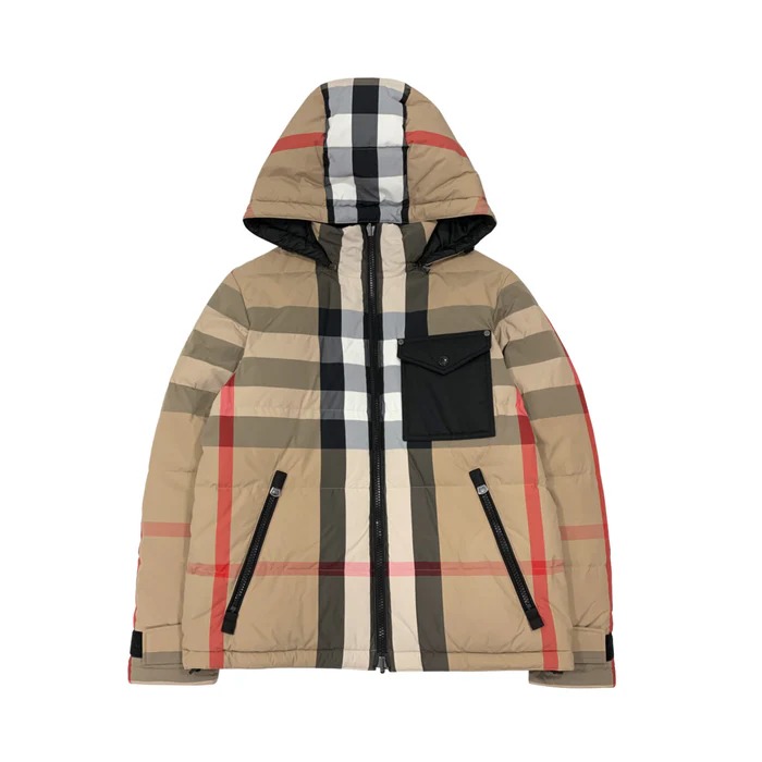 Check Padded Jacket Burberry Reversible Exaggerated Check Padded Jacket, Size Large 8064291 ...