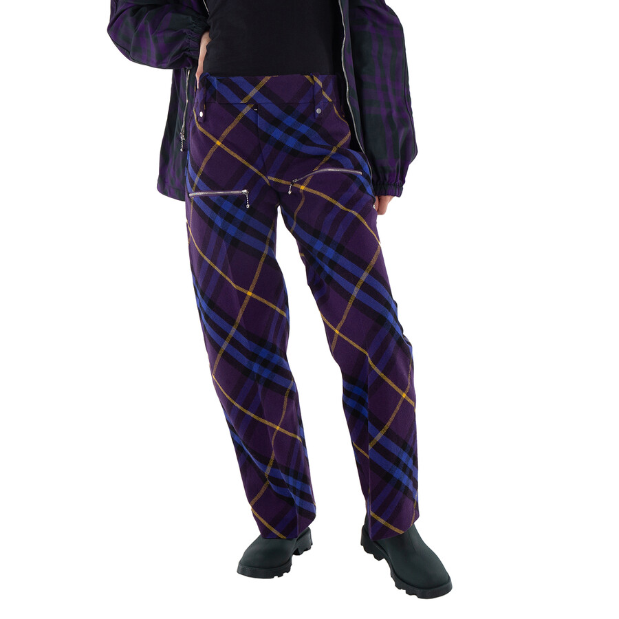 Ribbon Check Tailored Wool Trousers