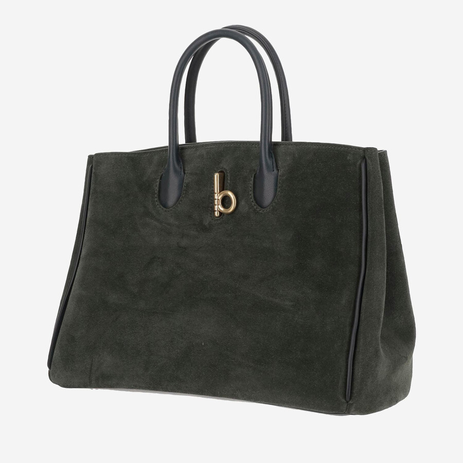 Burberry Rocking Horse Green Suede Bag In Green