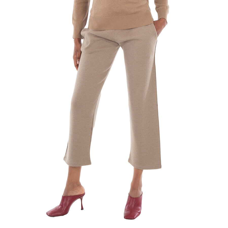 Rose Embroidered Drawstring Wool Trousers