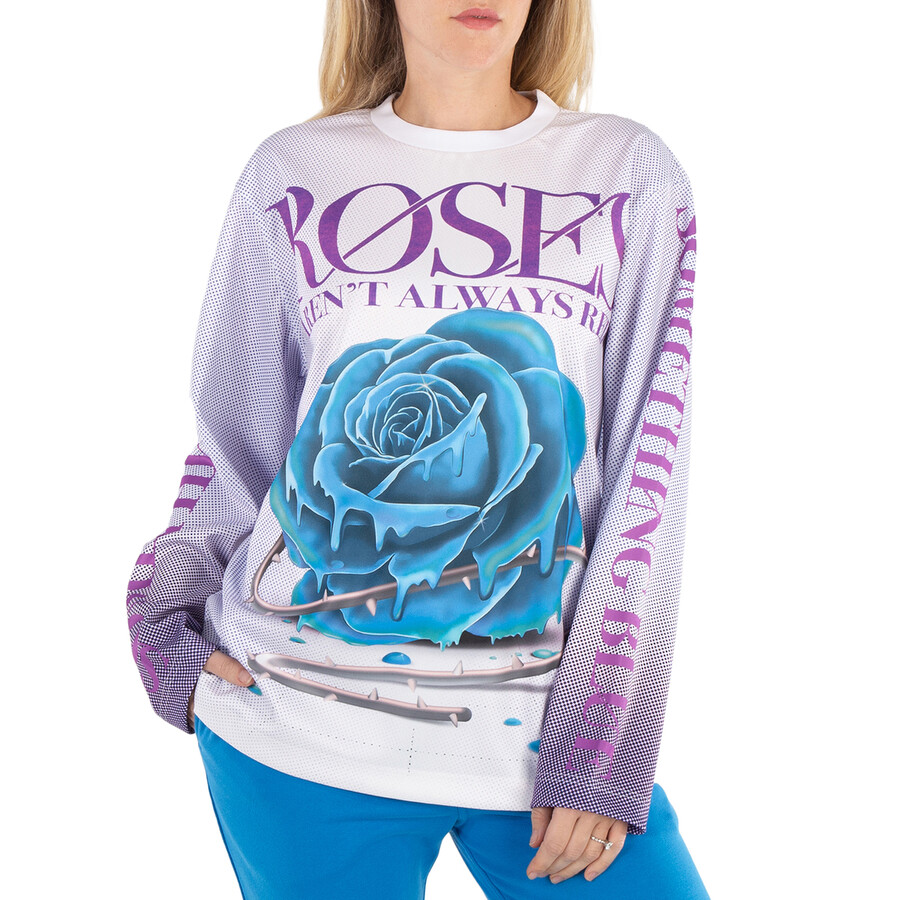 Burberry Rose Print Long Sleeve T-Shirt, Size Large 8077235